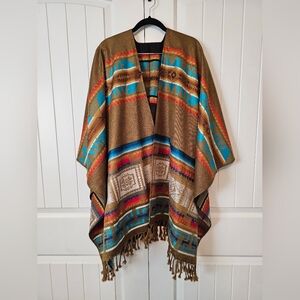 Multicolor Patterned Poncho